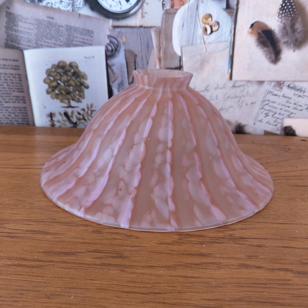 Vintage French Pink And Beige Art Glass Replacement Shade