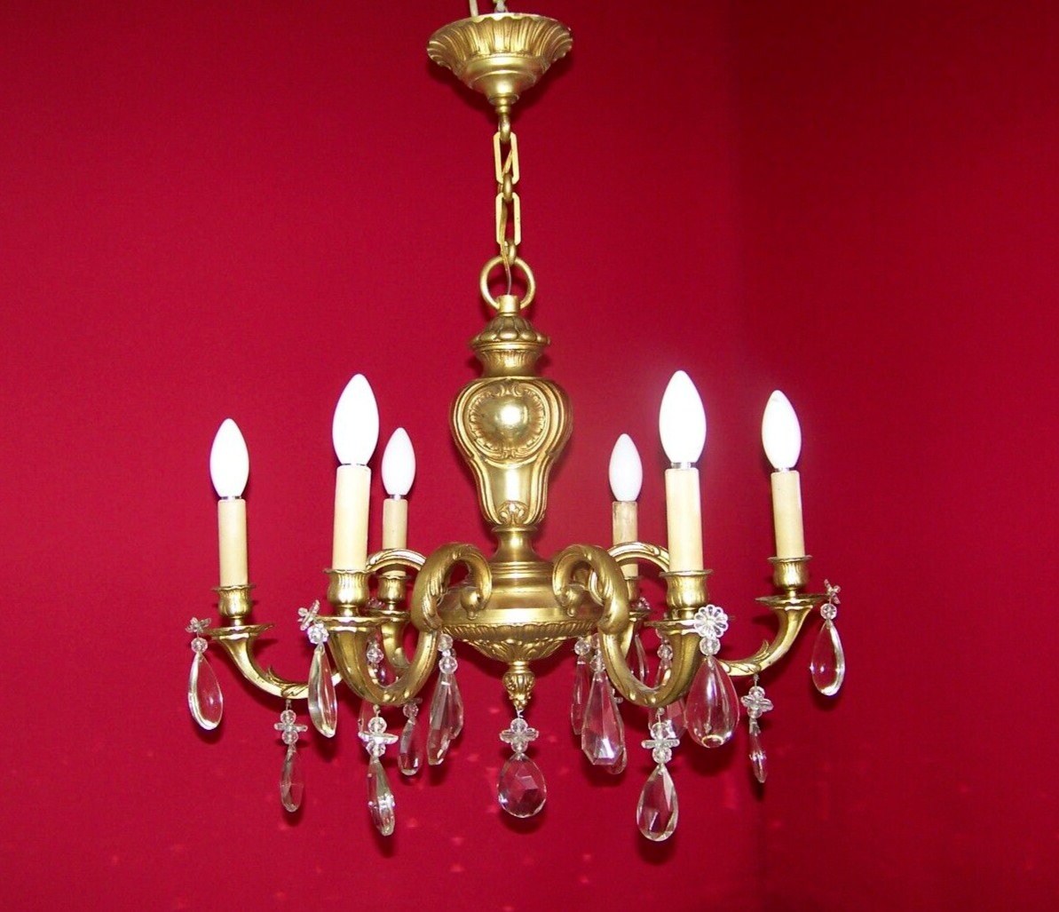 Grande lampe de salon à deux feux, forme de chandelier ancien