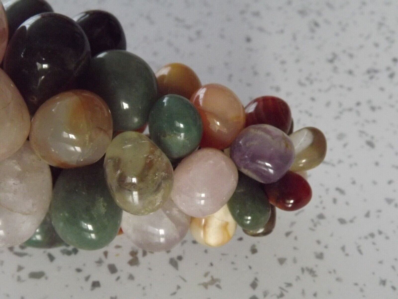 Multi Color Stone Grape Cluster, Mid Century Gem Polished