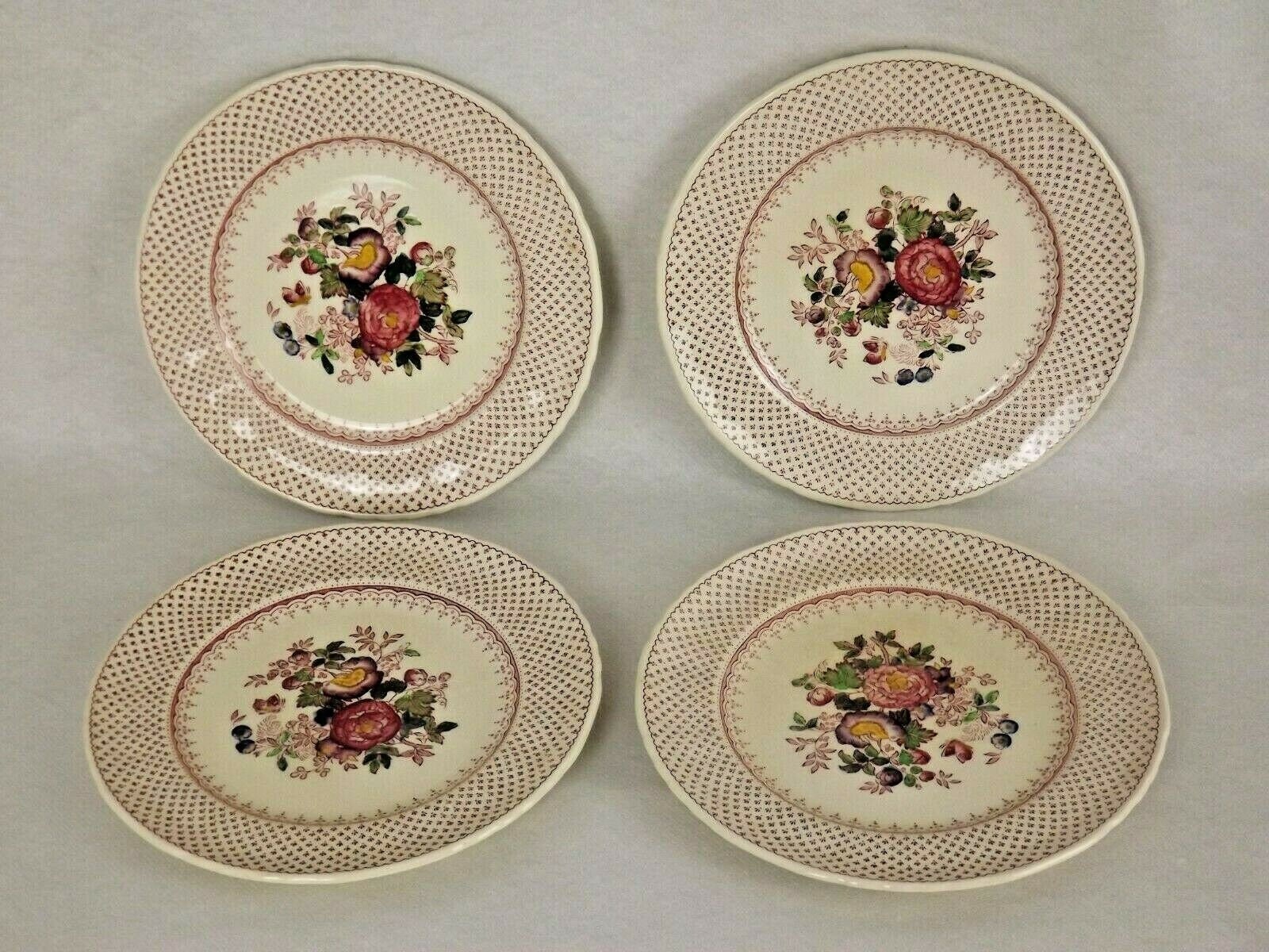 Ensemble de 4 Assiettes Latérales en Pierre Fer 8 Anglaises Paynsley Pink Mason Vintage - Plaques Vi