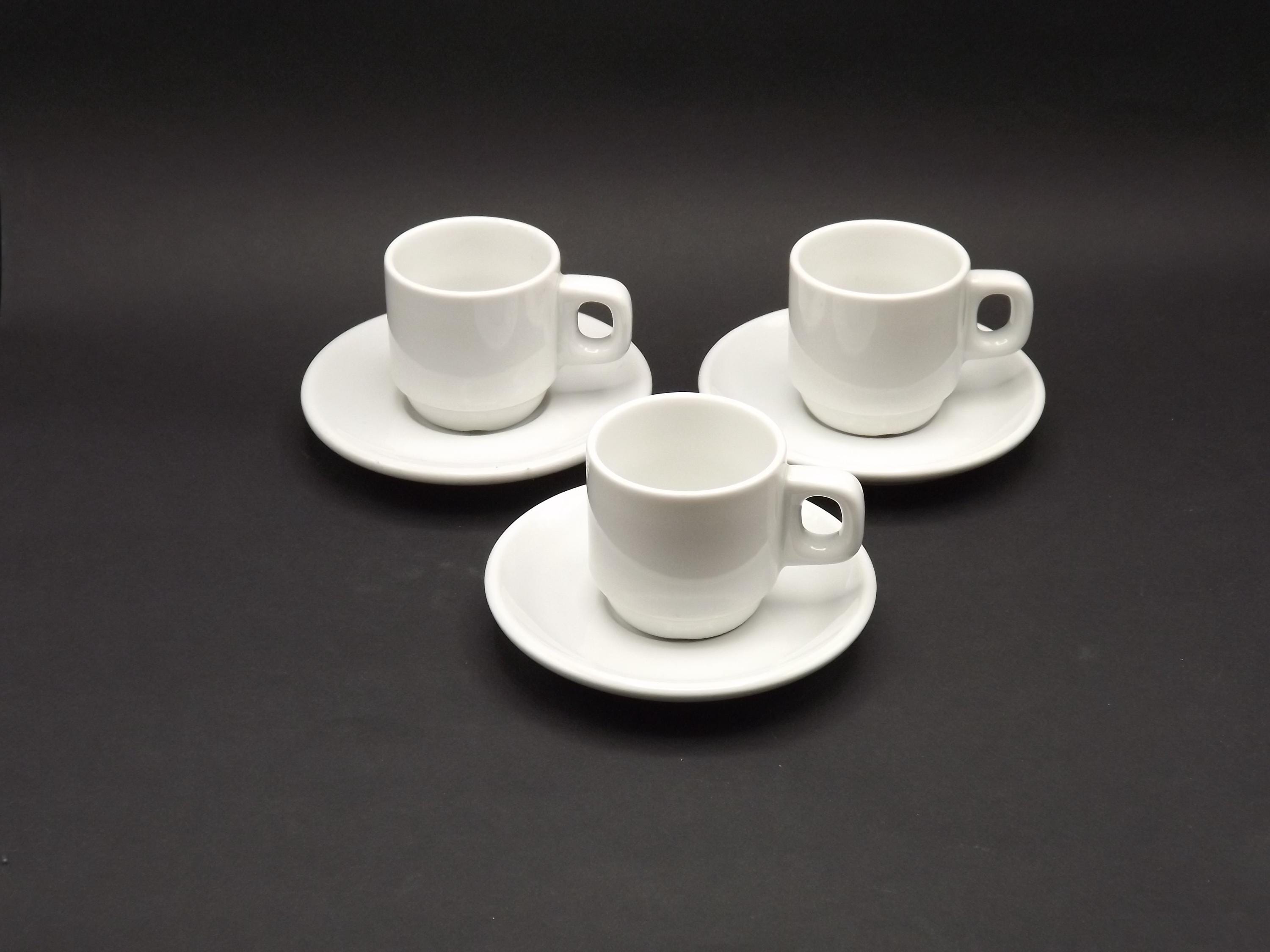 フランス製ヴィンテージ白磁エスプレッソカップ＆ソーサー6個セット