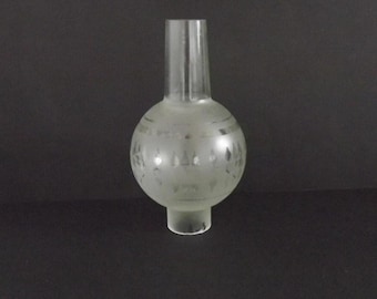 French Vintage Funnel Glass Lamp Shade – Opaque & Clear Geometric Pattern. Decorative Replacement Light Shade.