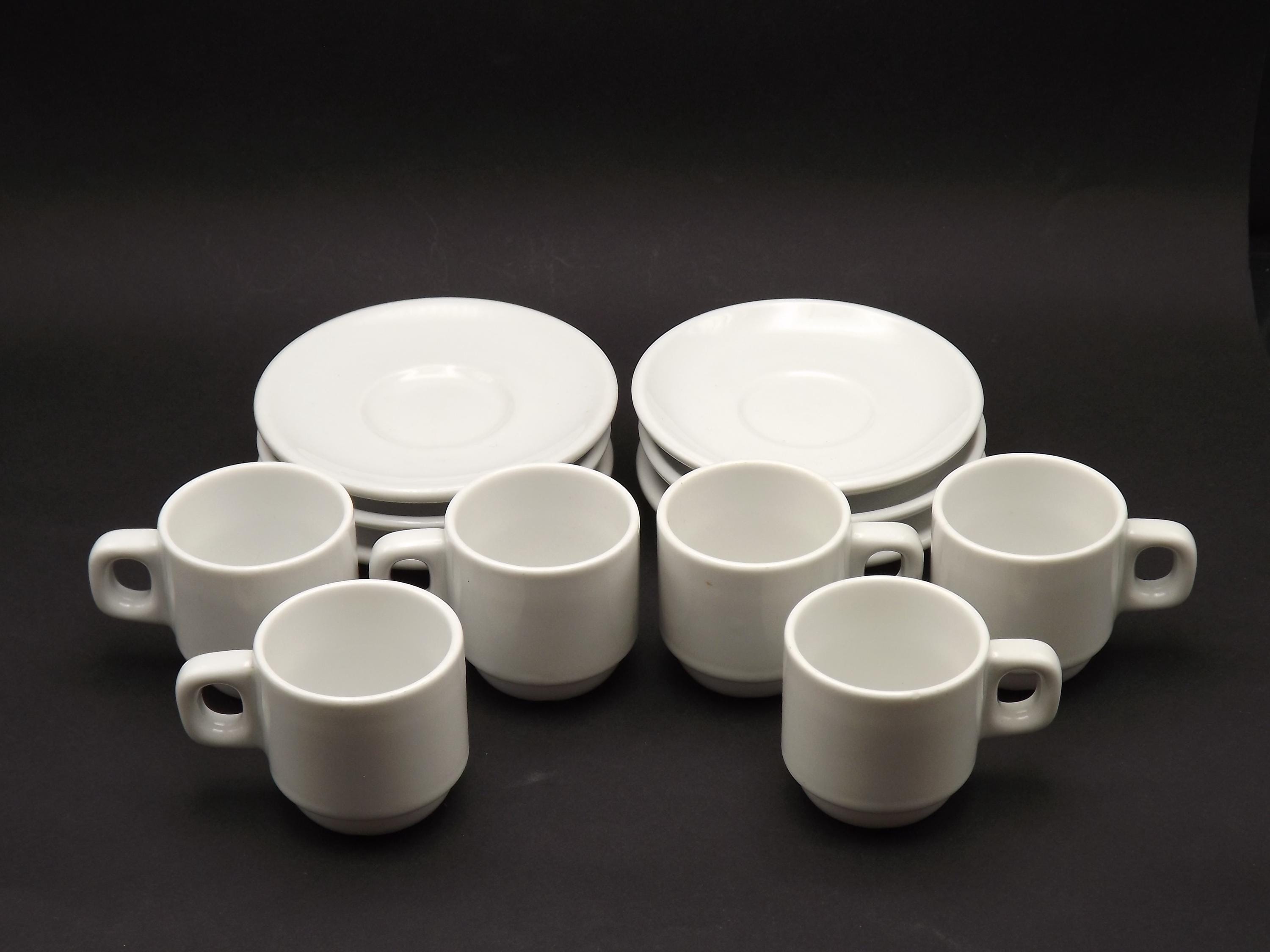 フランス製ヴィンテージ白磁エスプレッソカップ＆ソーサー6個セット