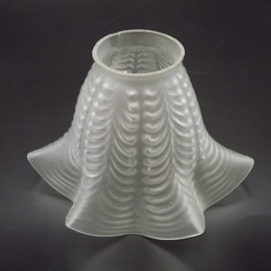 French Vintage White Opaque Glass Replacement Shade With Frilled Edge - French Vintage Lighting. Glass Replacemant Shade. Opaque Glass Shade