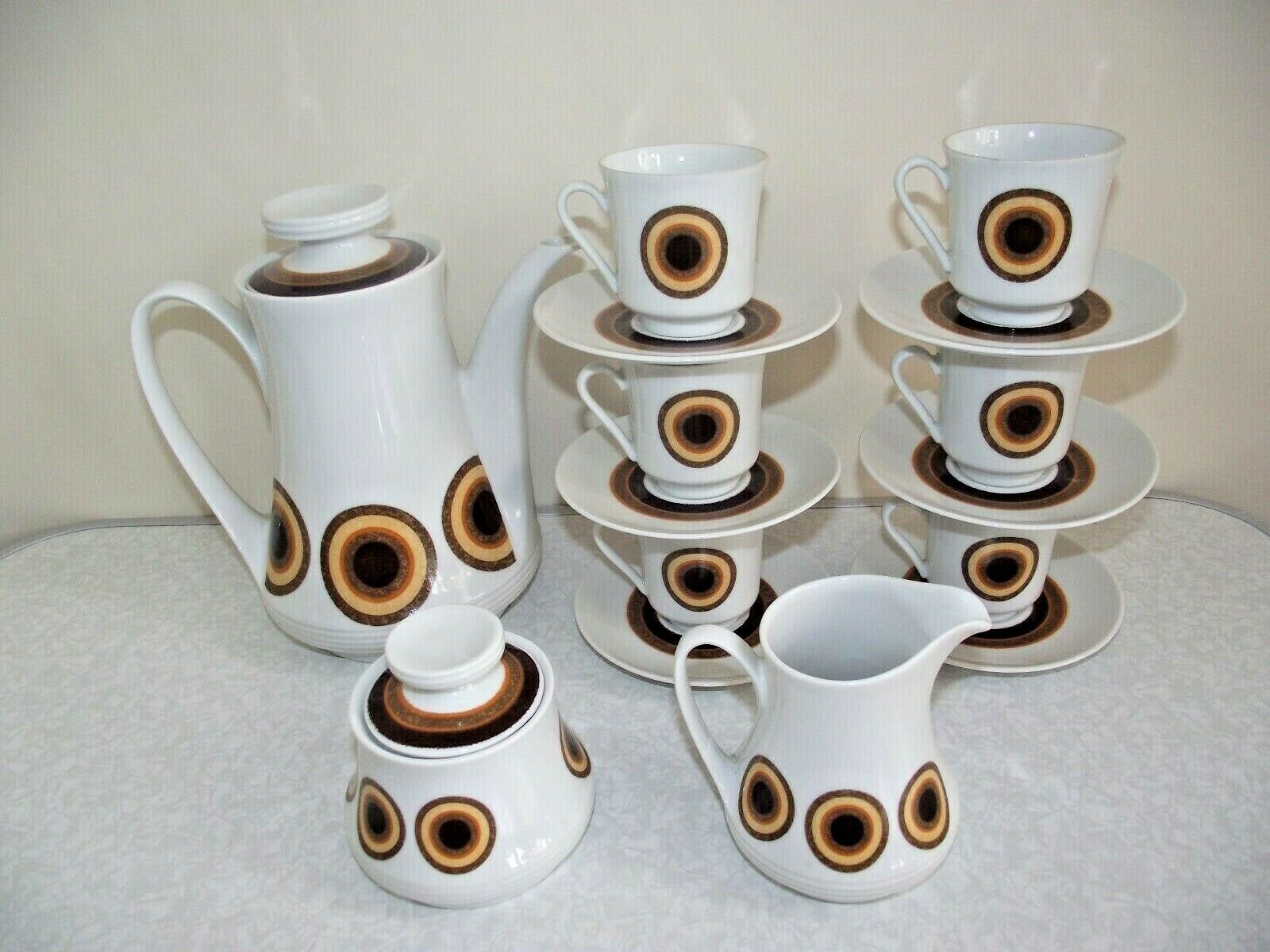 Vintage Retro Winterling Bavaria Rosion 15 Piece Coffee Set Circle Design - Français Millésime. Vint