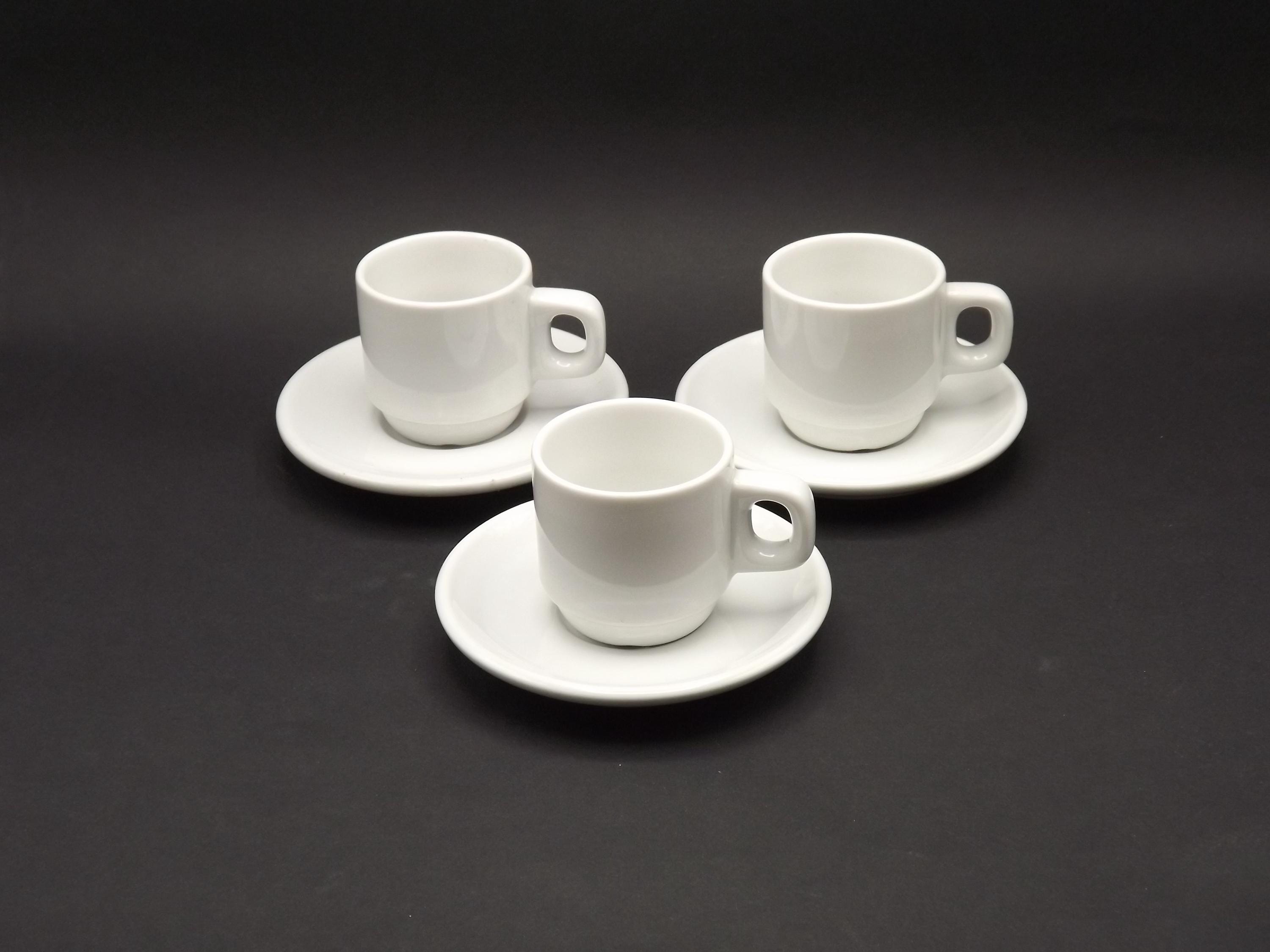 フランス製ヴィンテージ白磁エスプレッソカップ＆ソーサー6個セット
