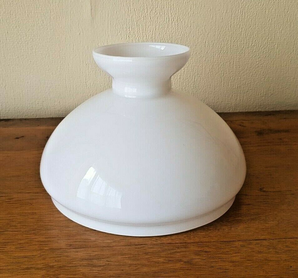 Vintage Français White Opaque Round Glass Lantern Replacement Shade - Vintage Français. Plafond Lant