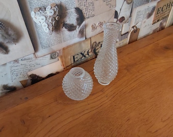 French Vintage Cut Glass Chandelier Replacement Parts - Vintage Diamond Pattern Cut Glass Replacement Parts For Chandelier Center Column.