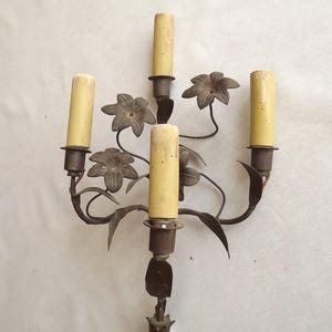 Antique French Toleware Wall Sconce Top • Ornate Floral Lamp Part • Vintage Lighting for Restoration • Wood & Metal Decor. French Antique.