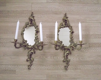 Applique Murale Baroque 2 Lumières Fer Forgé Doré - Feuilles D'acanthe