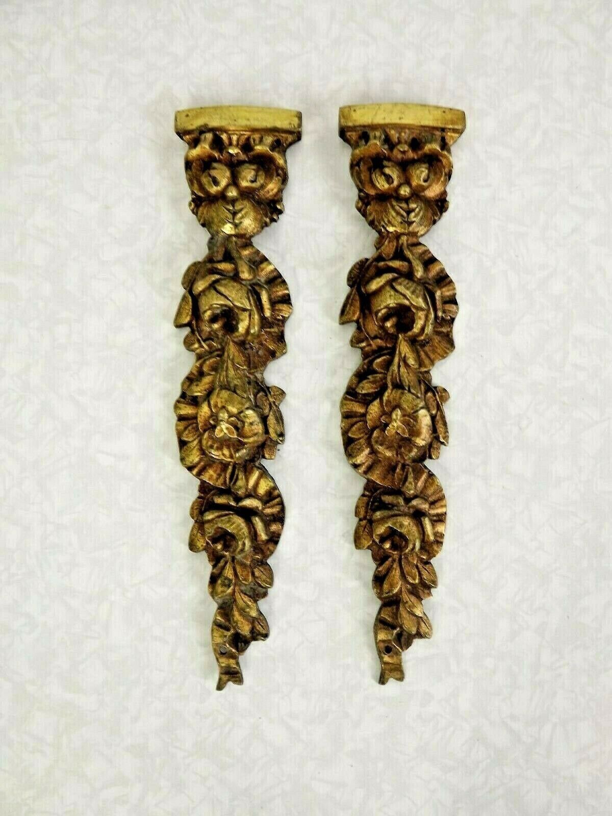 Associez Des Embellissements de Meubles Fleurs et Feuilles Anciens Français Bronze - Décoration Anci