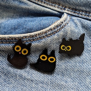 Black cat brooch - cute black cat pin - black cat pin - black cat pin - funny kitten - cute kitten pin - cat enamel pin