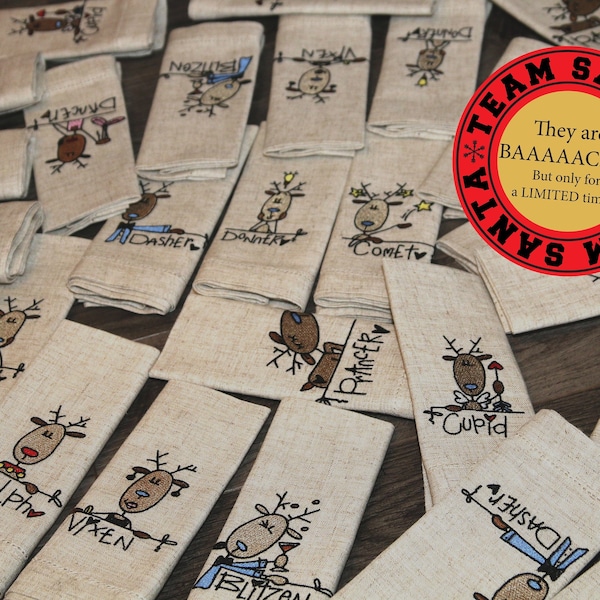 Reindeer Napkins Etsy