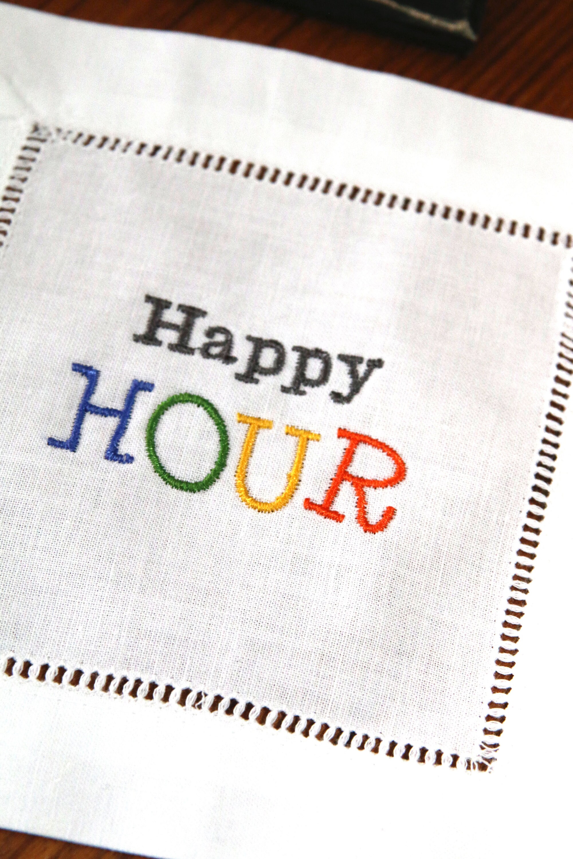 Embroidered Linen Cocktail Napkins Linen Cloth Happy Hour Etsy
