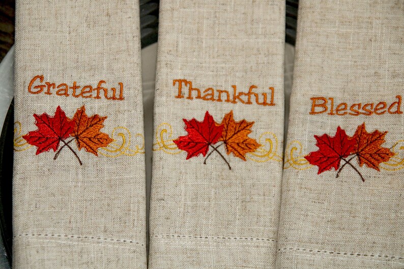 Embroidered Thanksgiving Cloth Dinner Napkins Linen Cloth Etsy
