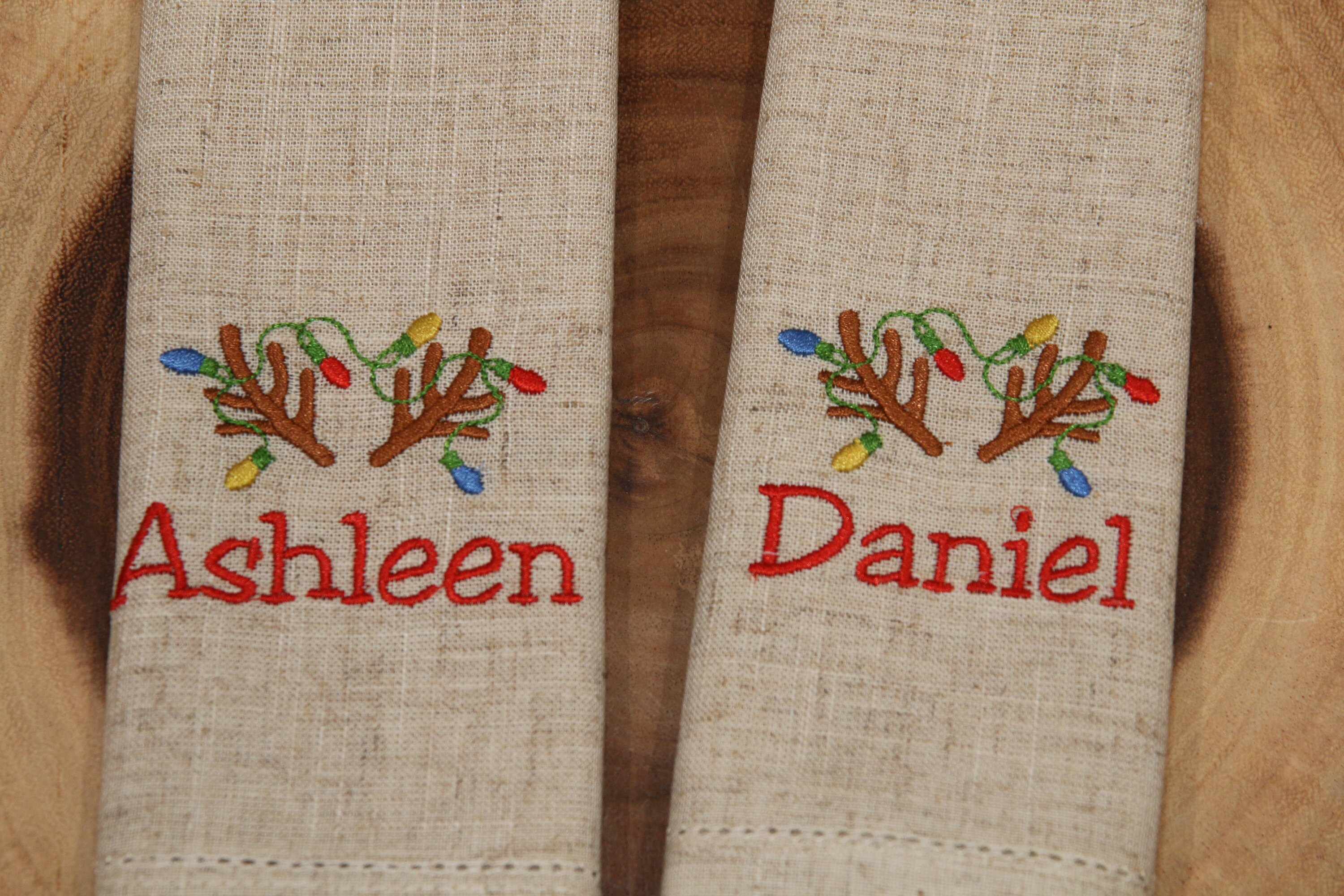 Personalized Family Christmas Napkins With Name Embroidered Etsy