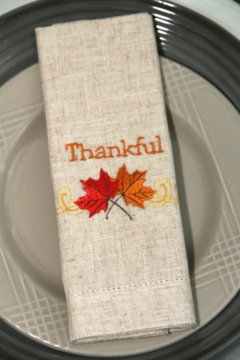 Embroidered Thanksgiving Cloth Dinner Napkins Linen Cloth Etsy