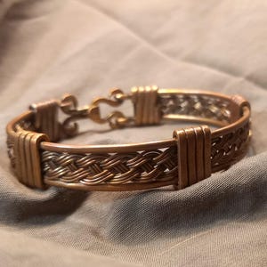 Copper Bracelet / Hand Hammered Copper Bracelet With Weave Pattern / Ancient Style Bracelet