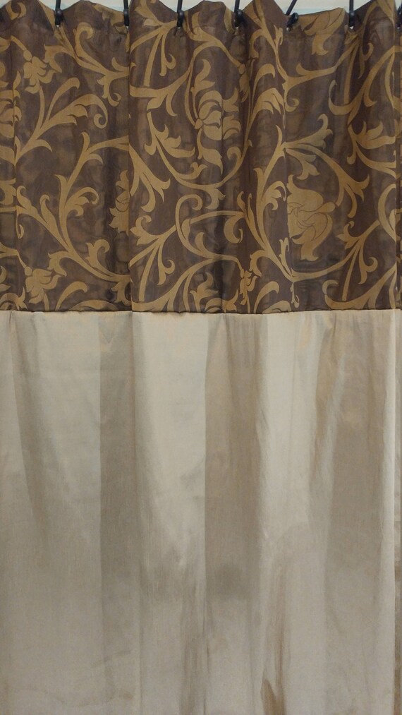 Elegant Fabric Shower Curtain In Shades Of Brown And Gold Etsy