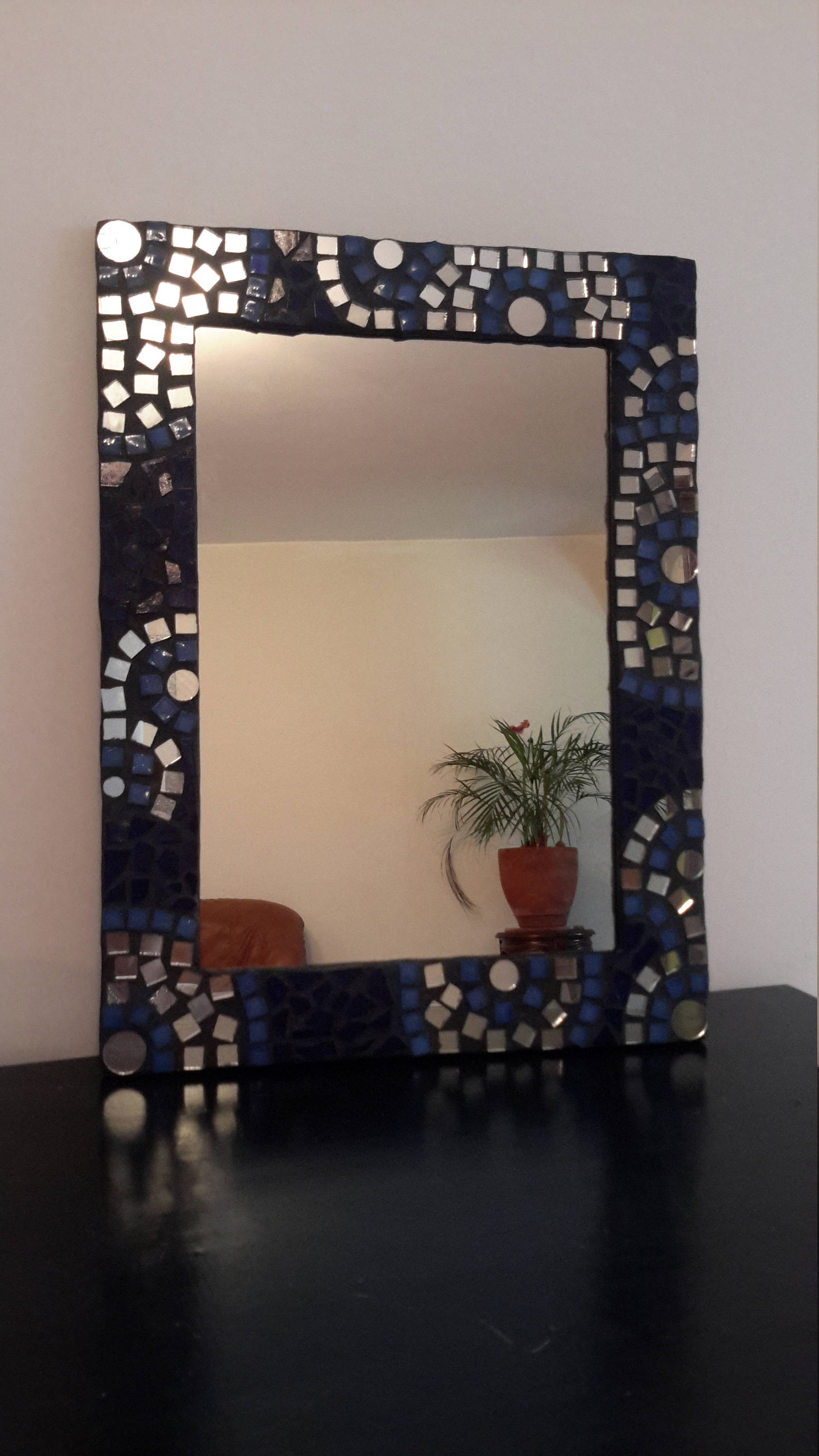 Miroir Mosaïques Bleues et Miroirs ~ Miroir Bois Rectangulaire Pendaison de Crémaillères Cadeaux Fem