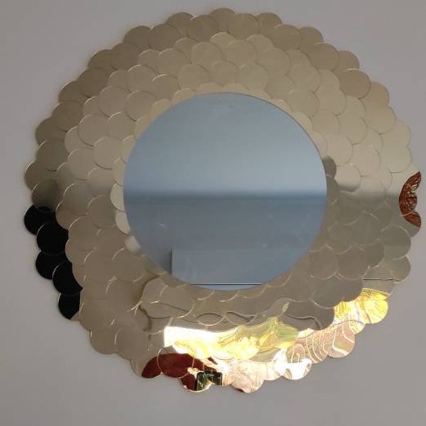 Grand miroir soleil or rond