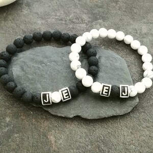 Distance relationship bracelets, Initials couple, Bracelets for couple, Boyfriend gift, Set 2 bracelets, Lava bracelet, Gift for couples