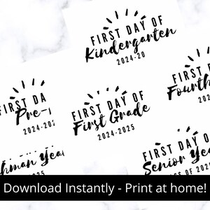 First Day of School - PRINTABLE DIGITAL DOWNLOAD - All grades first day of school sign - framable digital download