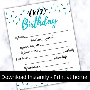 TÉLÉCHARGEMENT NUMÉRIQUE IMPRIMABLE - Joyeux anniversaire tout sur moi