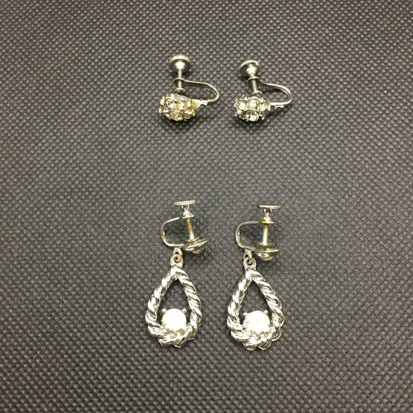 Vintage Crystal Earrings, 1940's Crystal Drop Earrings, Screw Back Earrings, Gift for Her