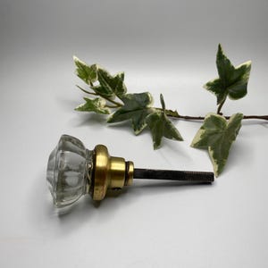 Vintage Door Knob Glass and Brass Door Knob Vintage Hardware Crystal Door Knob