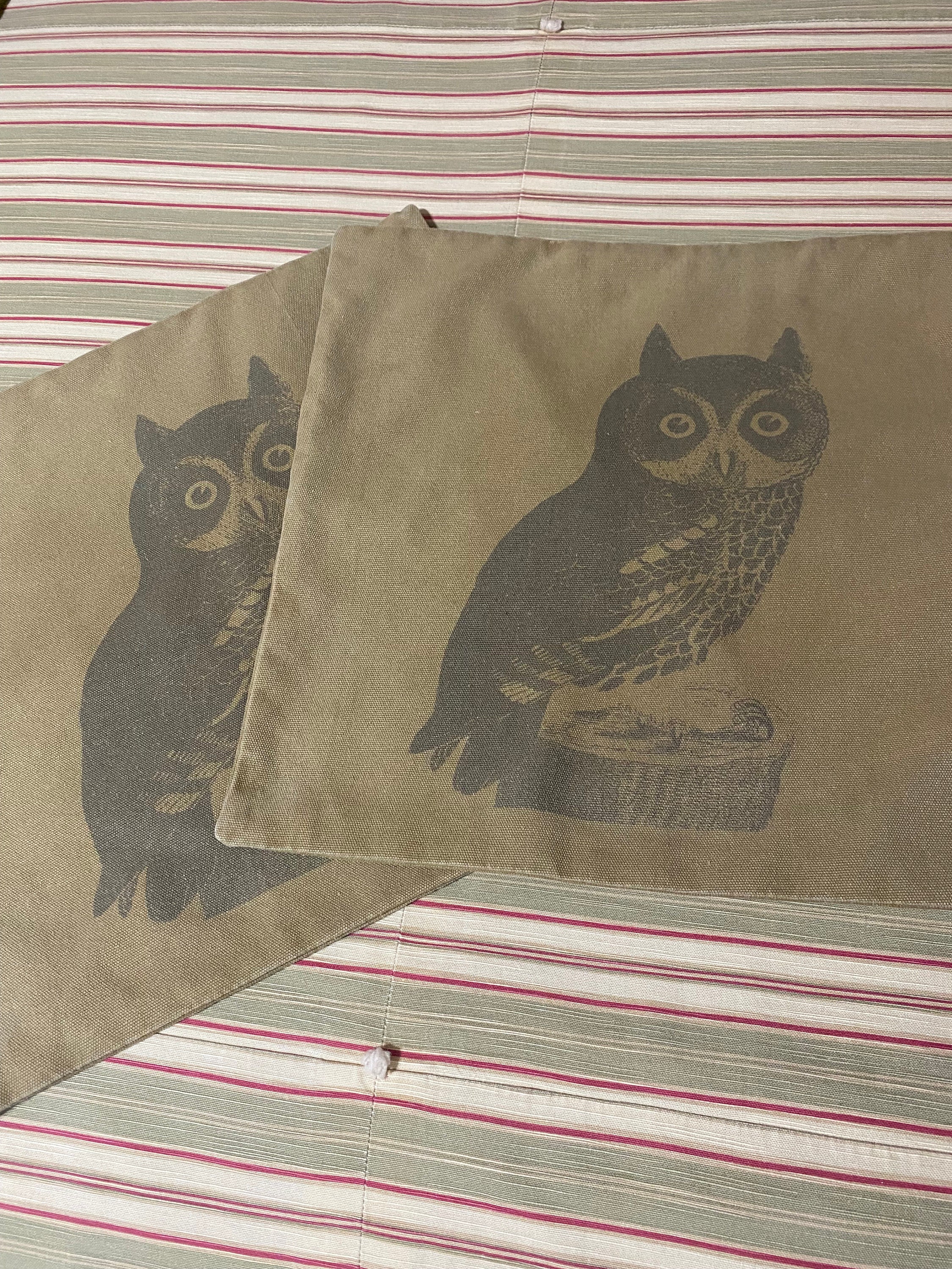 Decorative Textured Throw Pillow Covers Cabin Decor, Rustic Decor, Owls, Animal Decor, Owl Collectib