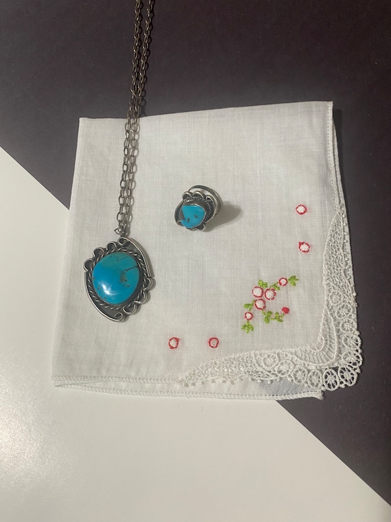 Vintage Southwest Turquoise Silver Ring & Necklace Set, Silver Jewelry, Turquoise Jewelry, Southwest Accessories, Gift For Her