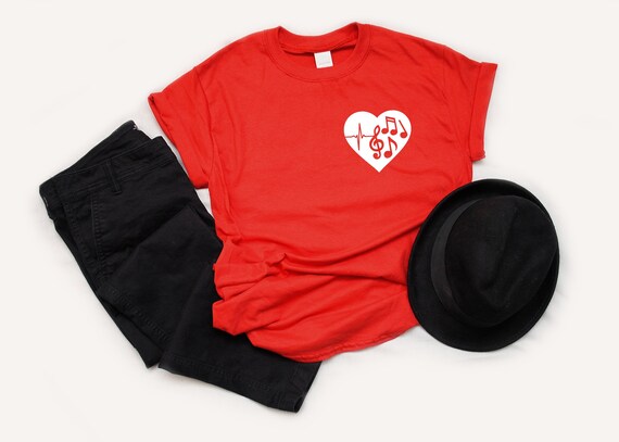 Music Notes Heartbeat T-Shirt Music is Life Singer Dancer Musician Symbol