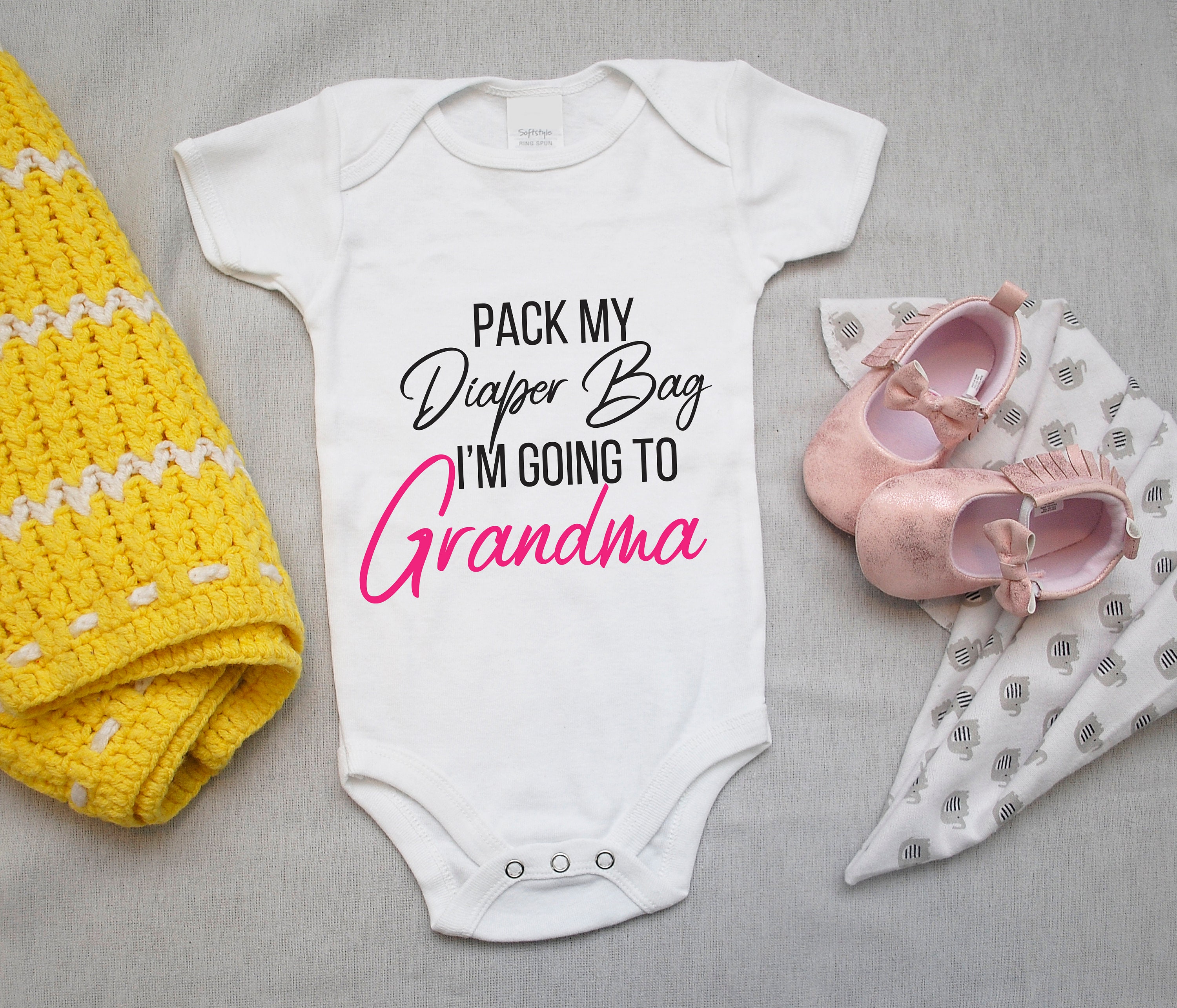 Pack My Diaper Bag I'm Going to Grandma Bodysuits Baby Etsy UK