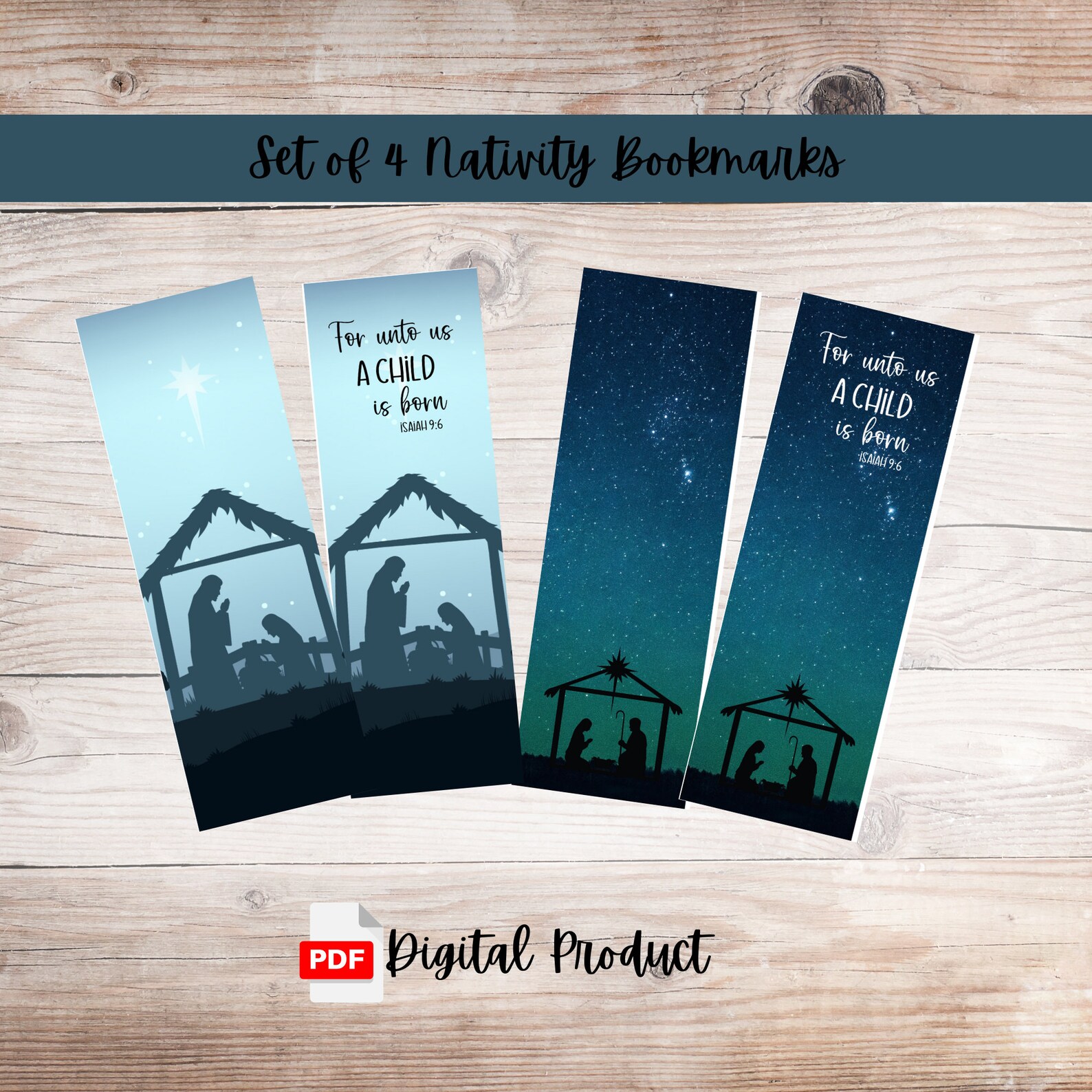 Nativity Scene Bookmarks1 Set of 4/baby Jesus Bookmarks/for - Etsy