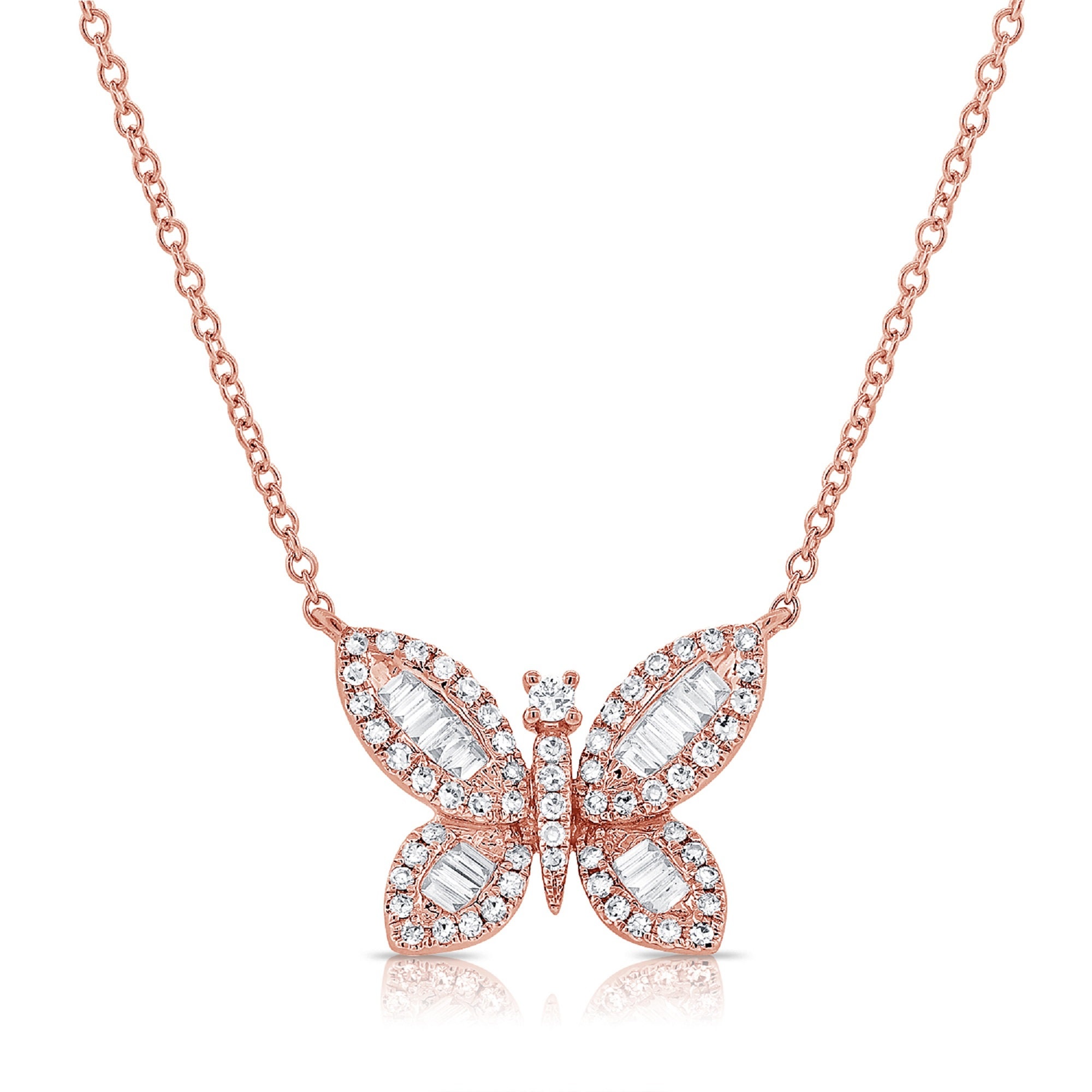 Joelle Natural Baguette Diamond Butterfly Necklace / 14k Gold - Etsy