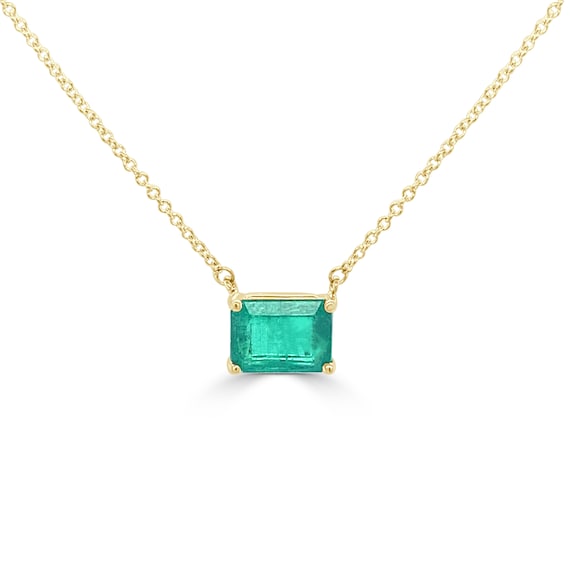 14K Yellow Gold Emerald Pendant Necklace - Etsy