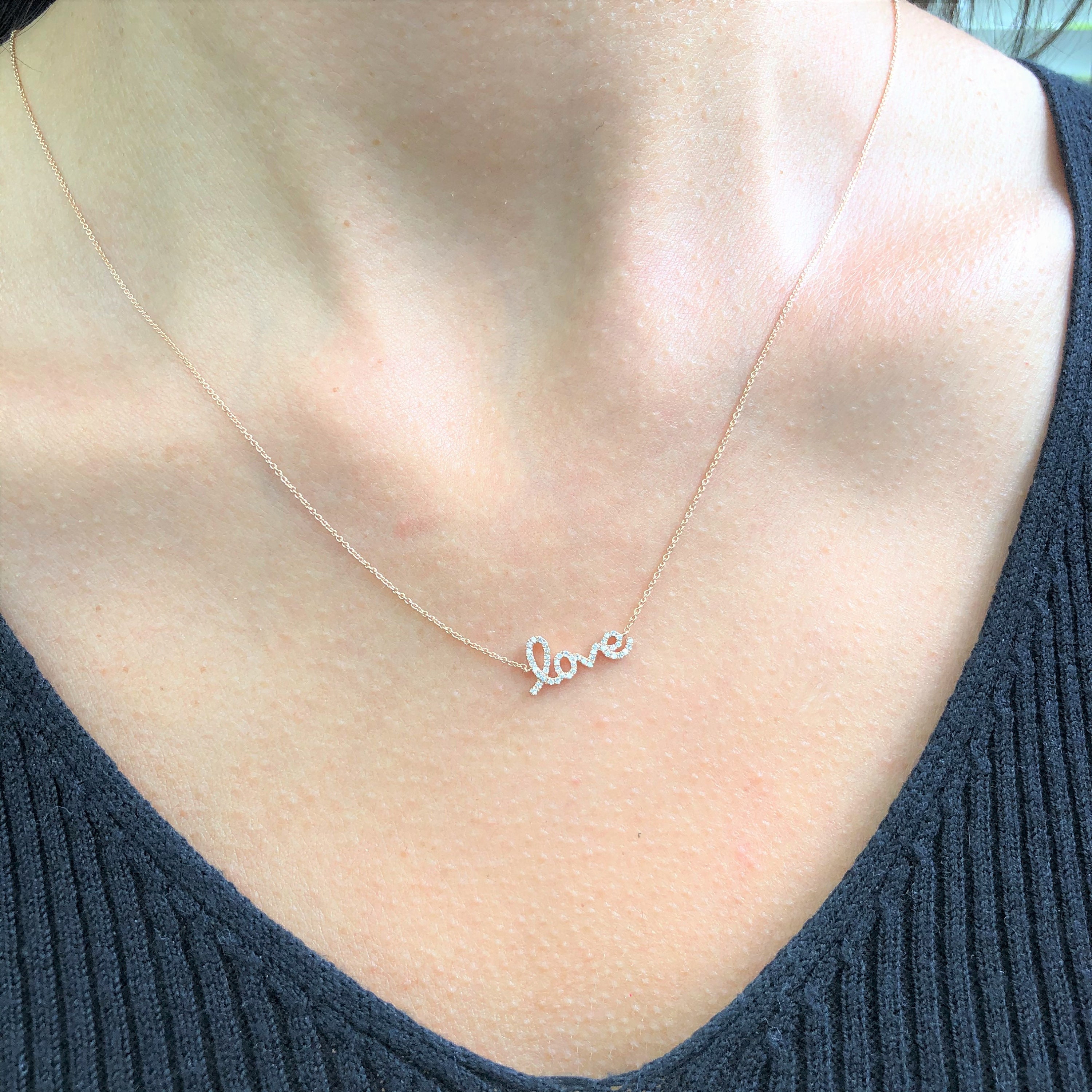 Joelle Diamond Love Necklace for Her 14k Gold 1/10 Ct - Etsy UK
