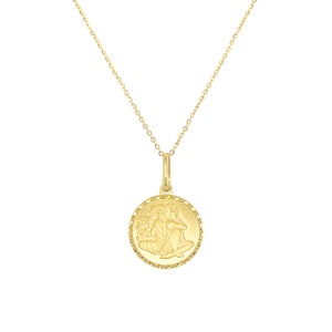 Joelle Zodiac Sign Necklace 14k Gold Coin Pendant 16-18 Inch Yellow ...