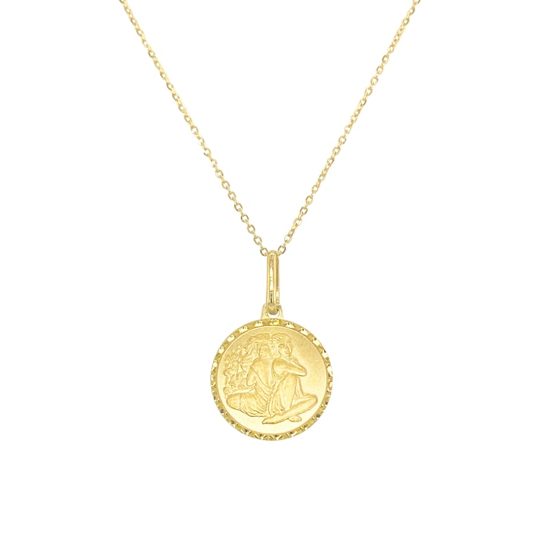 Joelle Zodiac Sign Necklace 14k Gold Coin Pendant 16-18 | Etsy