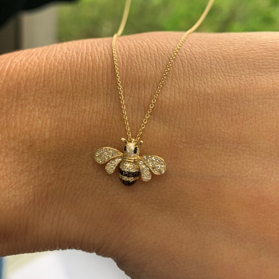 Personalised Rose Gold Bumble Bee Necklace | AC Gifts