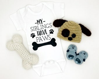 My Siblings Have Paws / Baby Bodysuit / Baby Boy / Baby Girl / Unisex Baby Clothing / Baby Gift / Baby Shower / Dogs