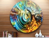 Paths of Stained Glass - Circle Music Metal Wall Art - Circle Wall Art- Round Wall art - Round metal art MT6045