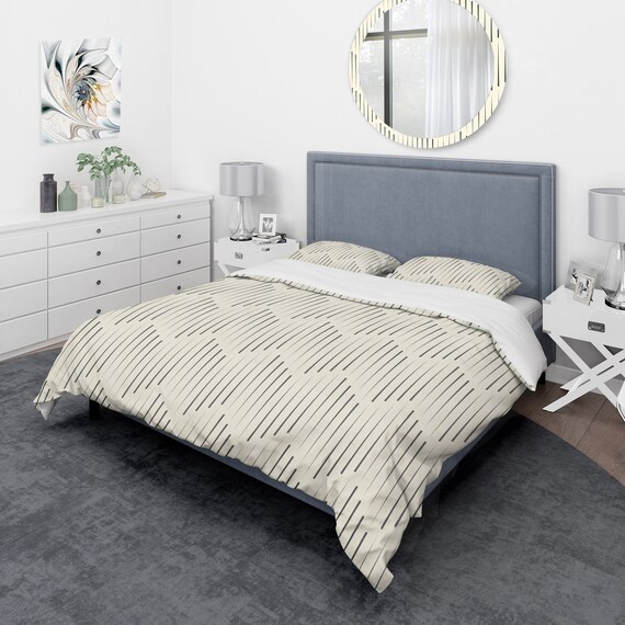 Ivory Cream Duvet Cover Geometric 50