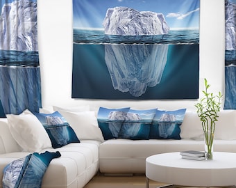Designart Melting Iceberg Seascape Photography Wall Tapestry, Wall Art Fit for Wall Hanging, Dorm, Home Decor