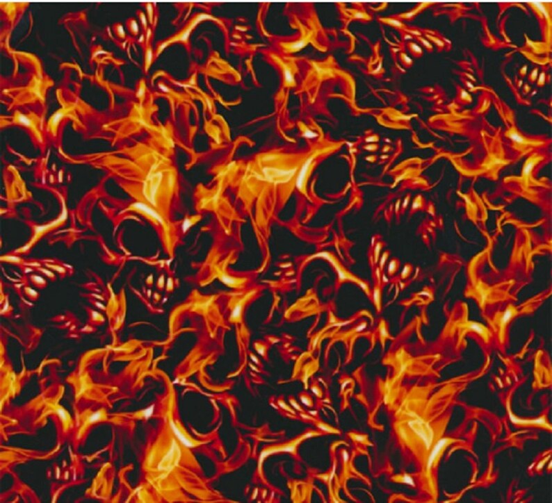 Hydrographic Film Full Kit Flaming Alien Skulls