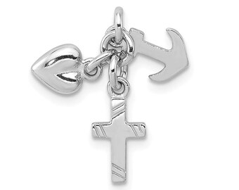 Sterling Silver Rhodium-plated Faith Width 13mm Weight: 0.61 grams Length 16mm Hope /& Charity Charm