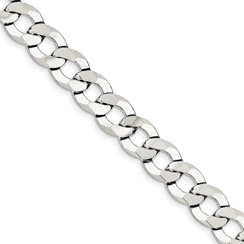 Sterling Silver 11.75mm Close Link Flat Curb Bracelet