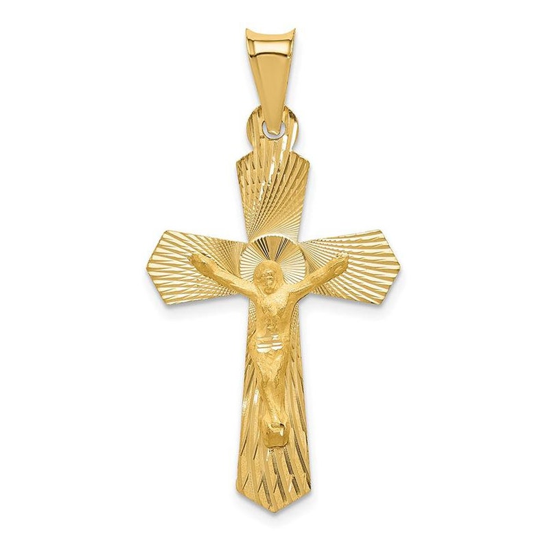 14k Polished Satin and D-C Crucifix Pendant