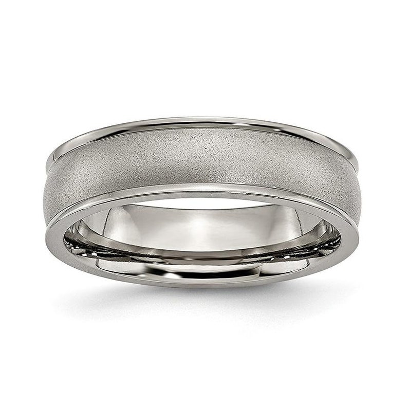 Titanium Ridged Edge 6mm Satin and Polished Band